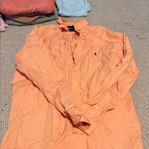 Orange men’s polo Button-Up Shirt